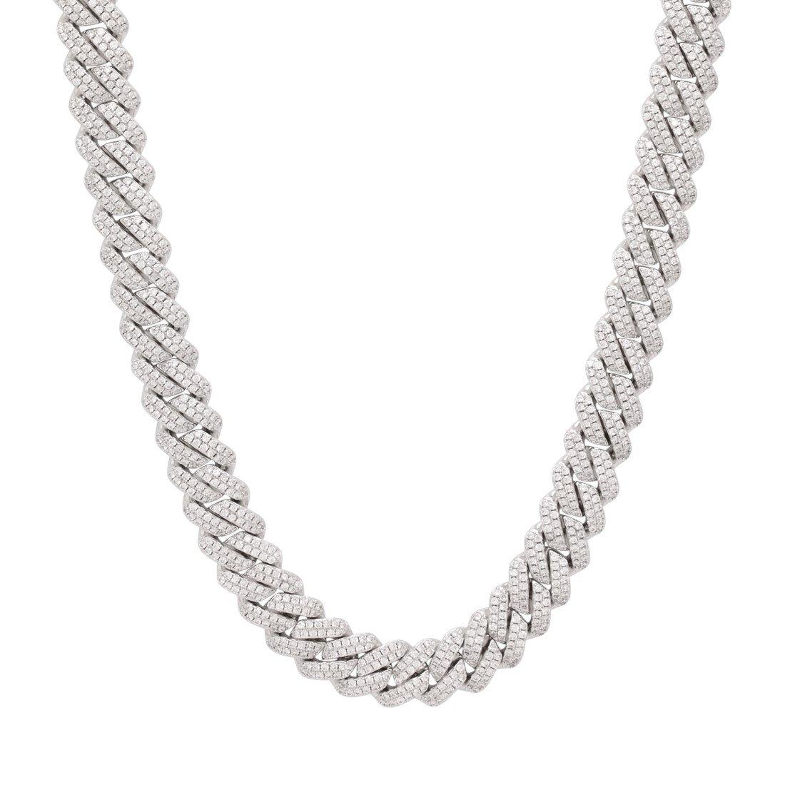 King Ice 12mm Iced Diamond Cut Miami Cuban Link Chain - White Gold - WHITE GOLD
